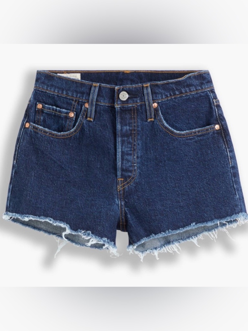 NWOT Levi's 501 Dark Blue Frayed Hem Button Fly Denim Shorts 27 4